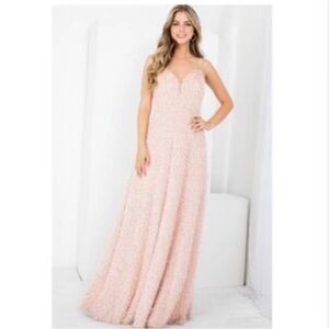 MANIJU Elegant Pink Gown Long Dress Size Medium NWTS
